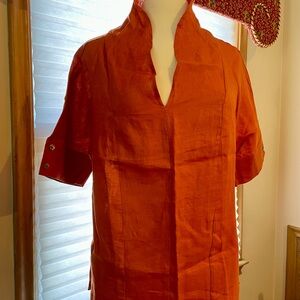 Woman's Orange Casual linen Shirt